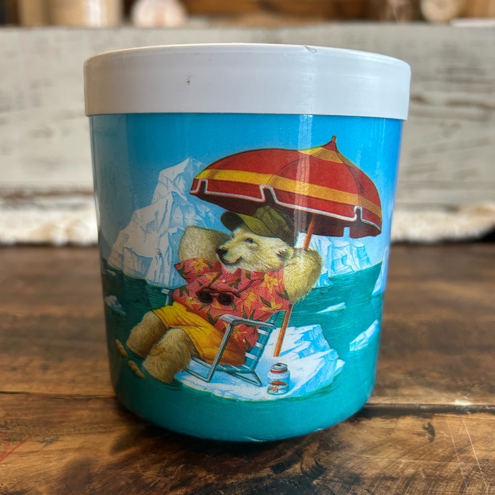 Vintage The Fridge Polar Bear Koozie freezer soda holder freezable drink cooler